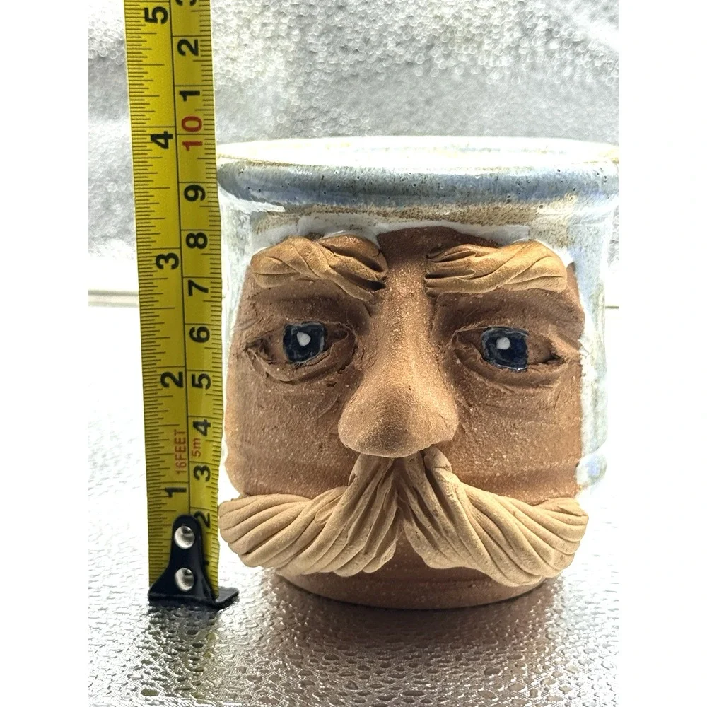 Vtg Face Mug Shaving Lather Cup Mustache Pottery Ceramic Art Park 99 Studio Sign